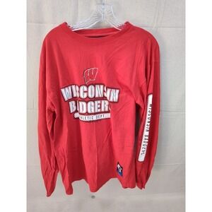 Starter Wisconsin Badgers Mens Large Red Long Sleeve T-Shirt Athletic Dept NCAA
